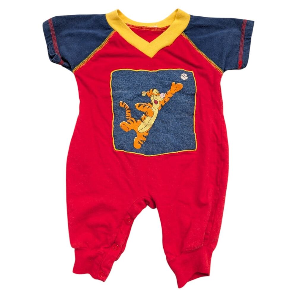 Y2K Tigger playing Baseball One Piece Short Sleeve Romper